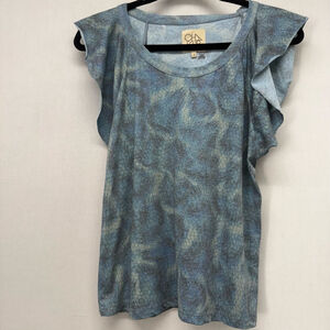 Women's Chaser Blue Grey Patterned Short Sleeve Tee S